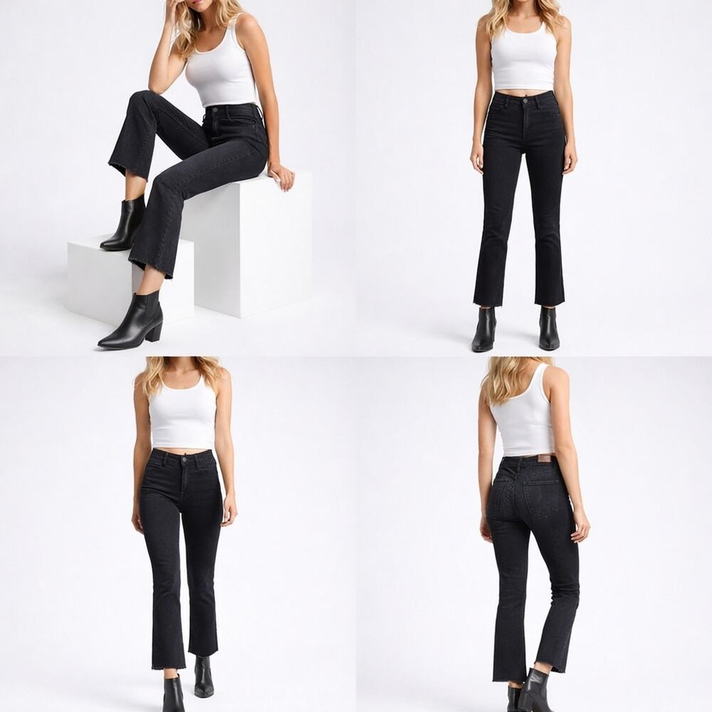 MOTHER The Hustler Ankle Jeans 27 Not Guilty Black High Rise Kick Flare J1837 - Picture 11 of 12